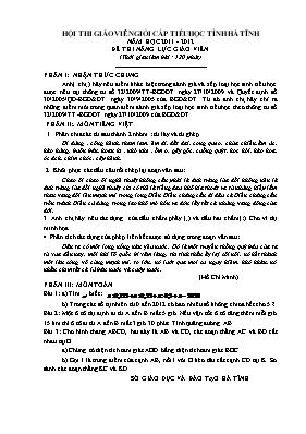 Đề thi chọn giáo viên giỏi cấp Tiểu học thi tỉnh Hà Tĩnh - Năm học 2011-2012